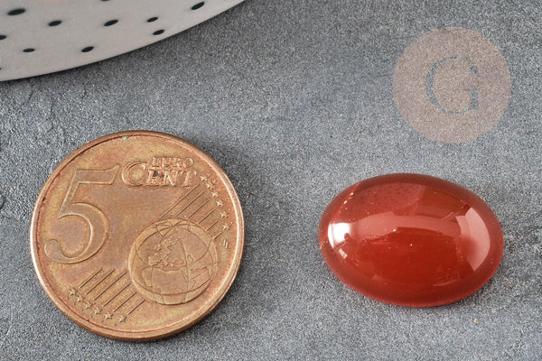 Cabochon ovale cornaline naturelle orange 13x18mm, x1 (G4482)
