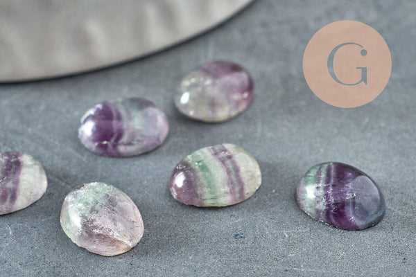 Cabochon ovale fluorite naturelle 10.5 x8mm, x1 (G9697)