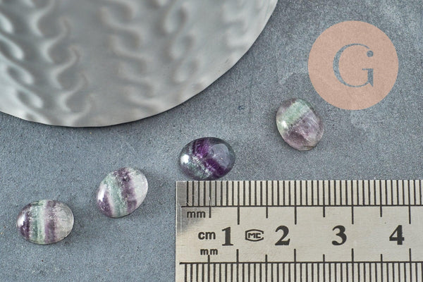 Cabochon ovale fluorite naturelle 10.5 x8mm, x1 (G9697)