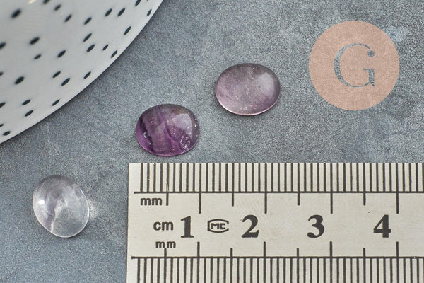 Cabochon ovale fluorite violette naturelle 10x8mm, x1 (G8677)