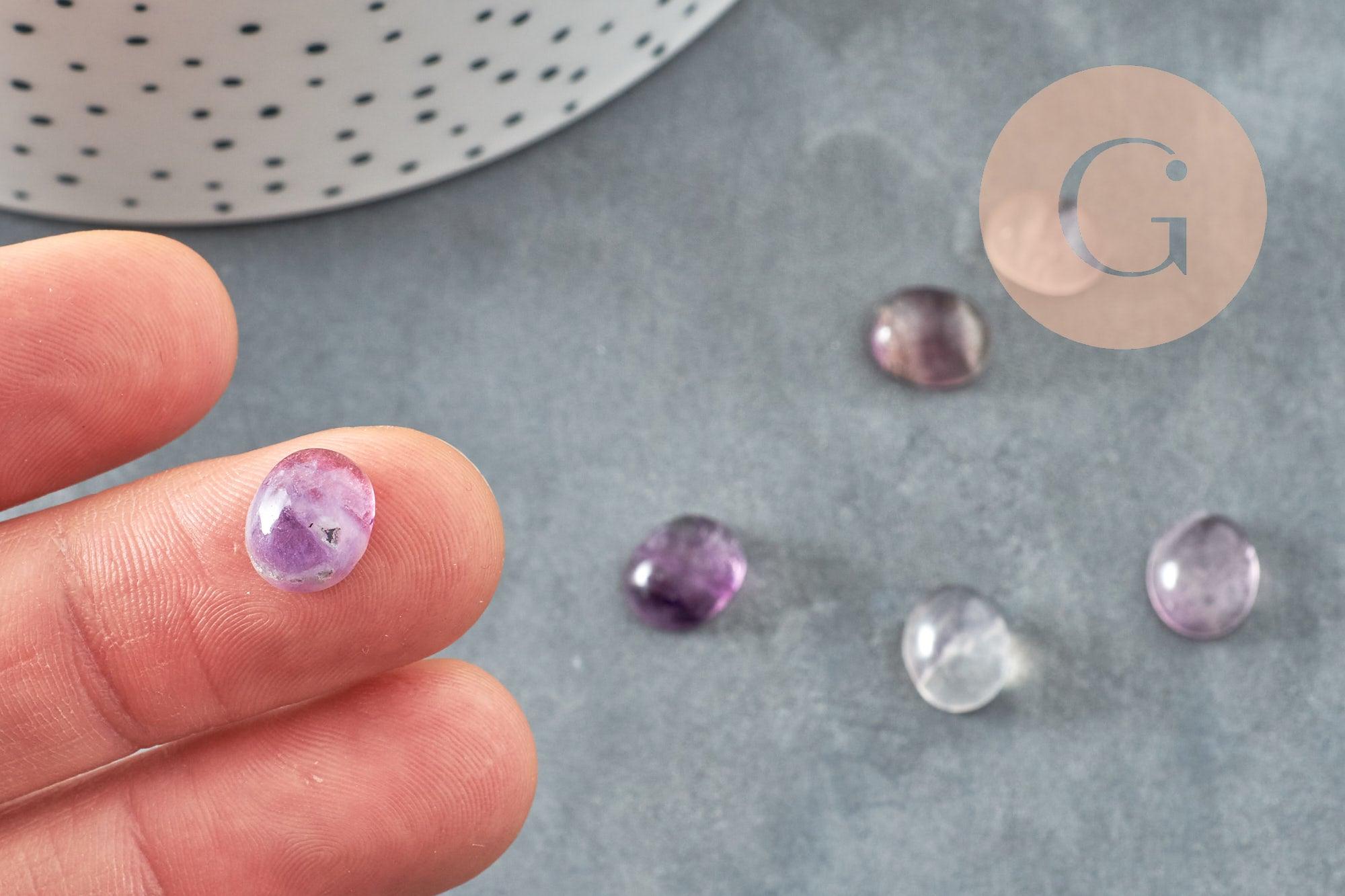 Cabochon ovale fluorite violette naturelle 10x8mm, x1 (G8677)