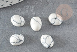 Cabochon ovale howlite blanche naturelle 8 x10mm, x1 (G2108)