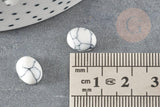 Cabochon ovale howlite blanche naturelle 8 x10mm, x1 (G2108)