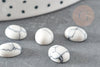 Cabochon ovale howlite blanche naturelle 8 x10mm, x1 (G2108)