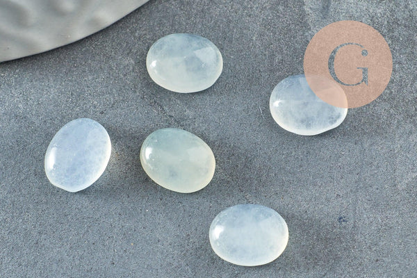 Cabochon ovale jade blanc naturel 10x8mm, x1 (G9512)