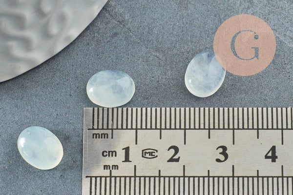 Cabochon ovale jade blanc naturel 10x8mm, x1 (G9512)