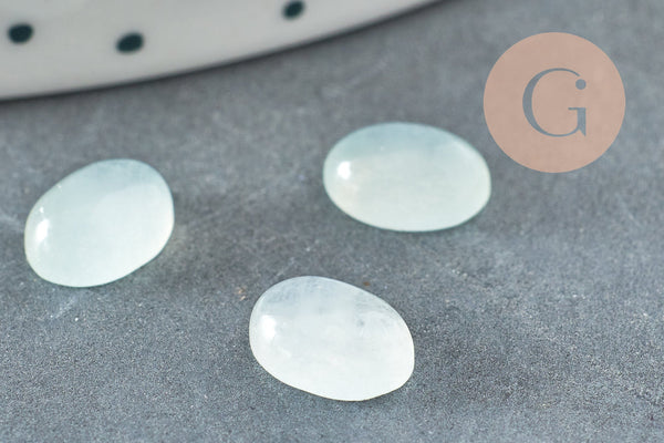 Cabochon ovale jade naturel blanc 8x6mm, x1 (G9047)