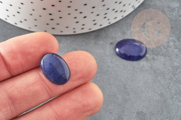 Cabochon ovale jade naturel bleu marine 18 x13mm, x1 (G2924)