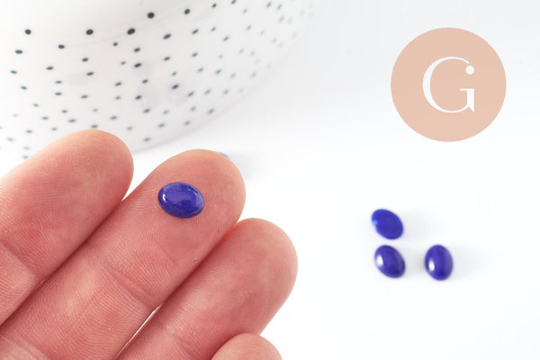Cabochon ovale jade naturel bleu roi 8x6mm, x1 (G10122)