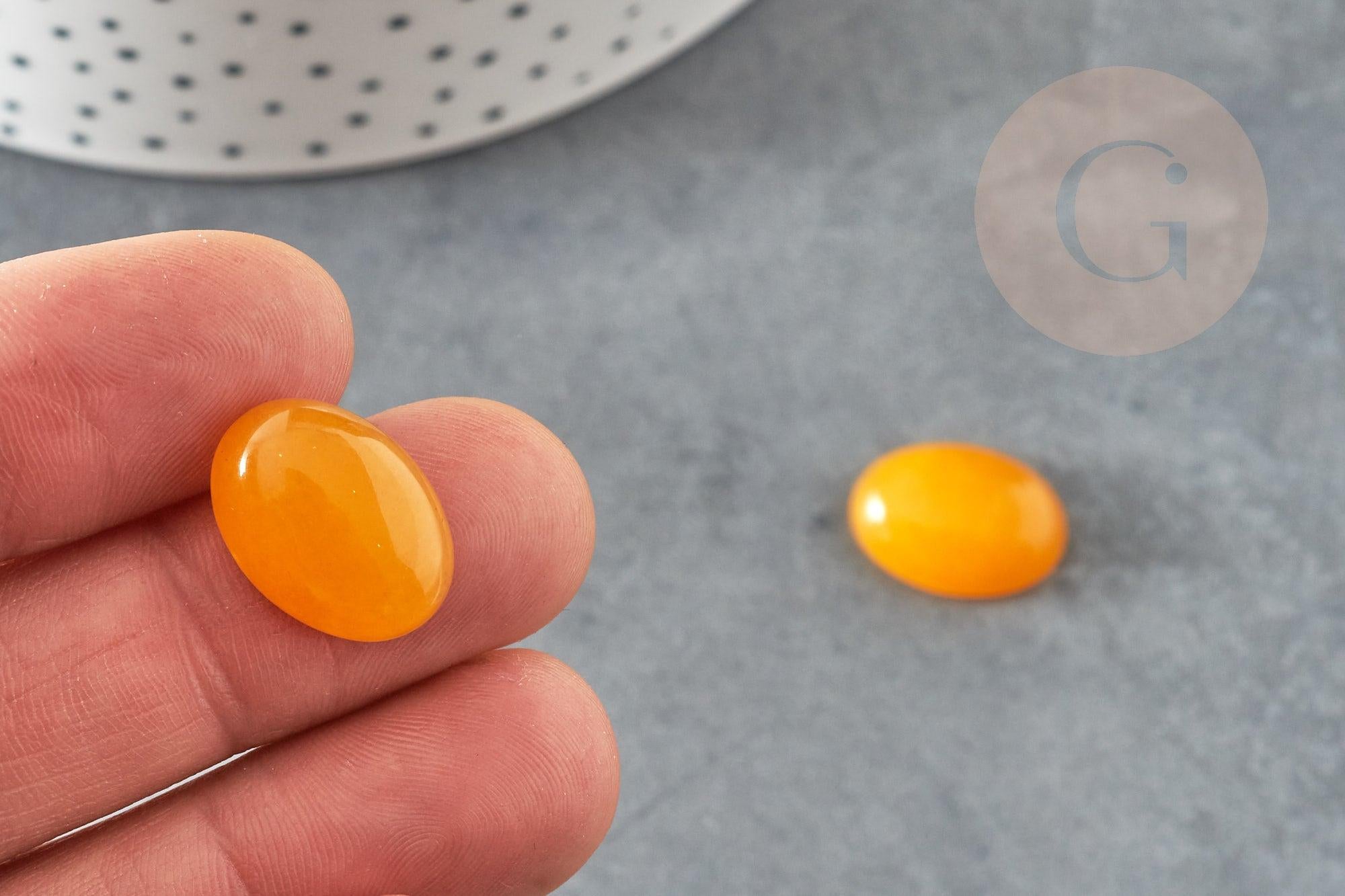 Cabochon ovale jade naturel jaune 18x13mm, x1 (G0379)