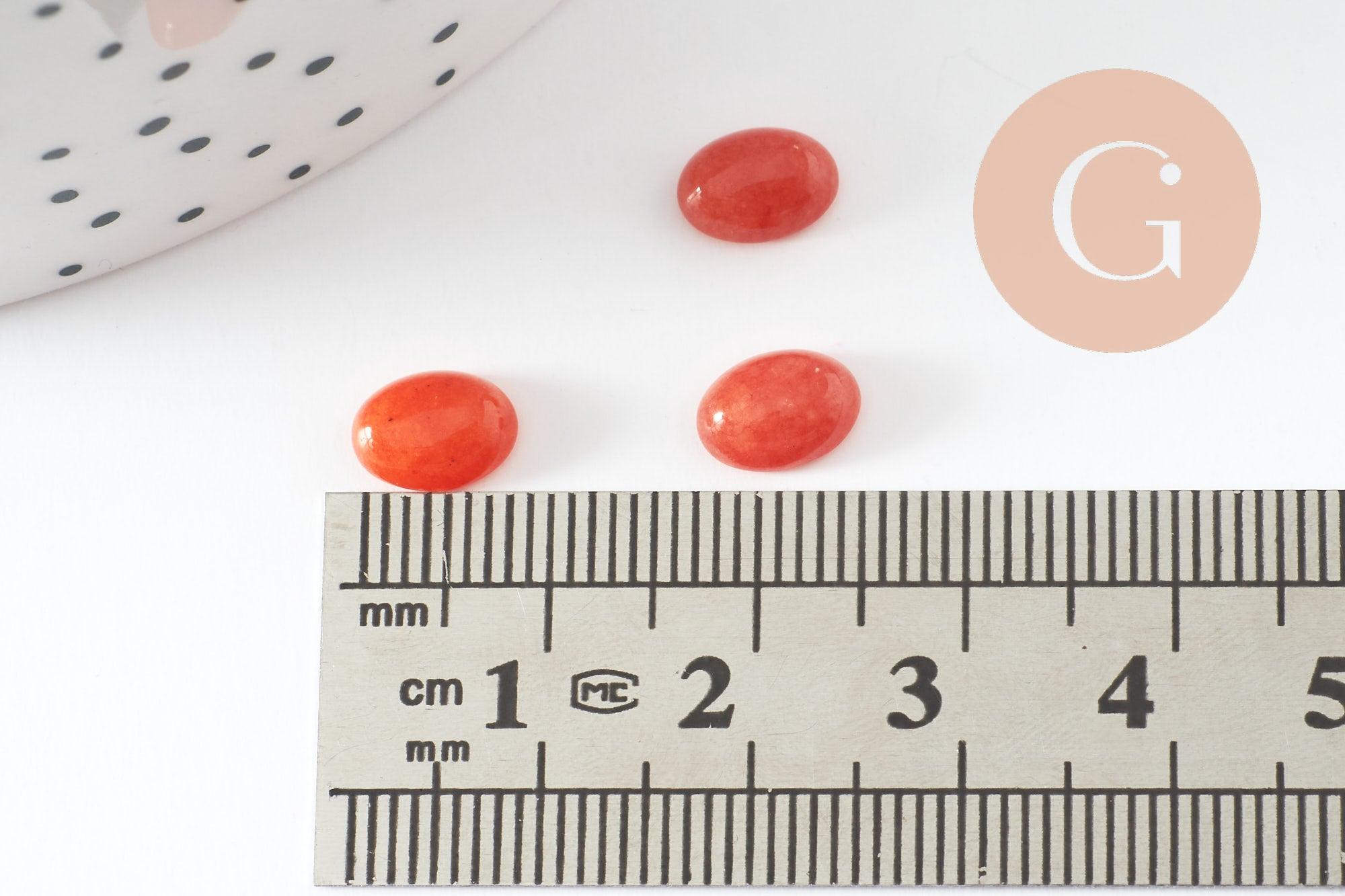 Cabochon ovale jade naturel orange 8x6mm, x1 (G10125)