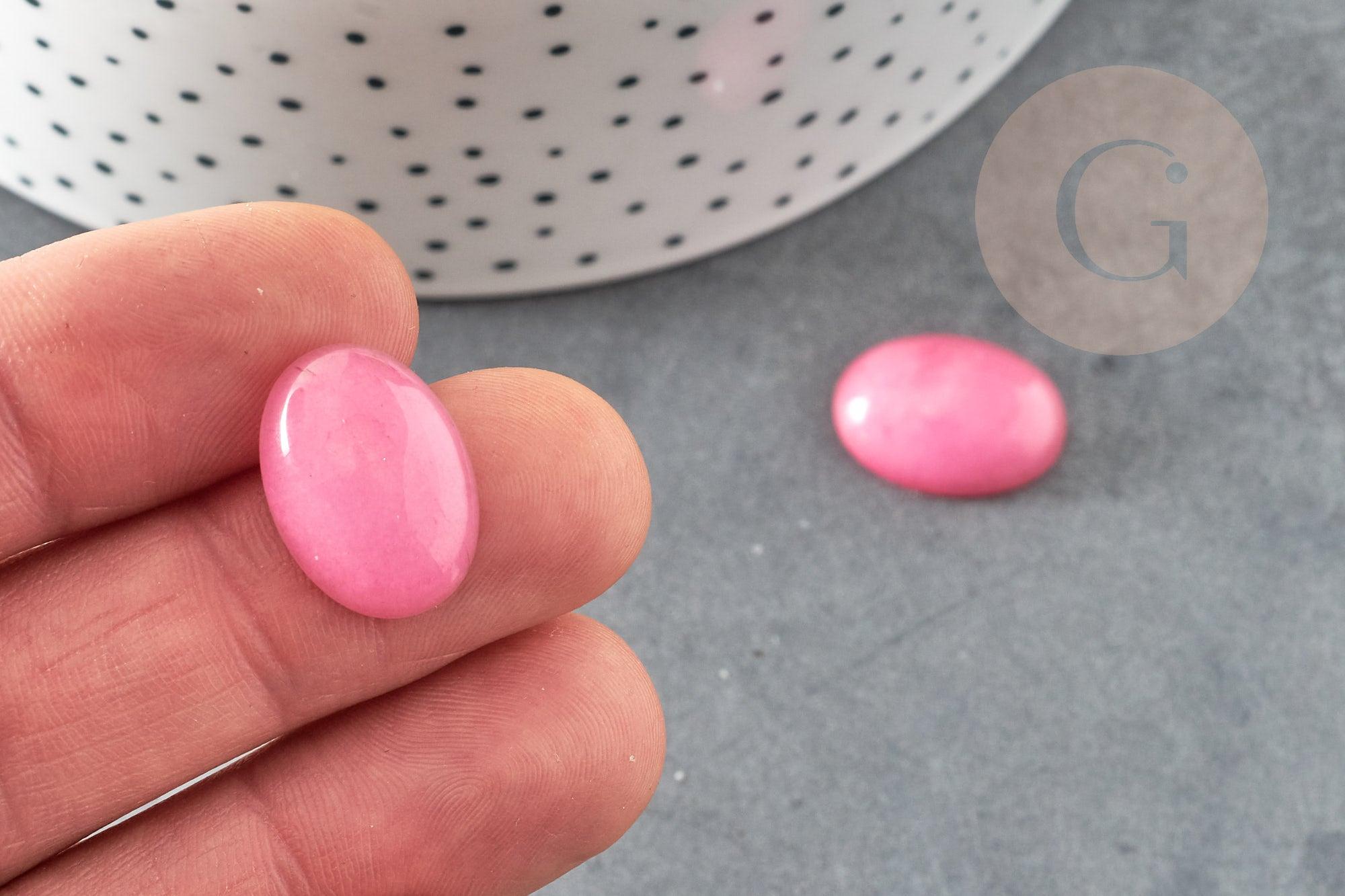 Cabochon ovale jade naturel rose 18x13mm, x1 (G2019)