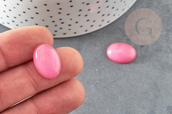 Cabochon ovale jade naturel rose 18x13mm, x1 (G2019)