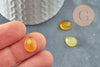 Cabochon ovale jade naturel teinté jaune 12x10mm, x1 (G9514)