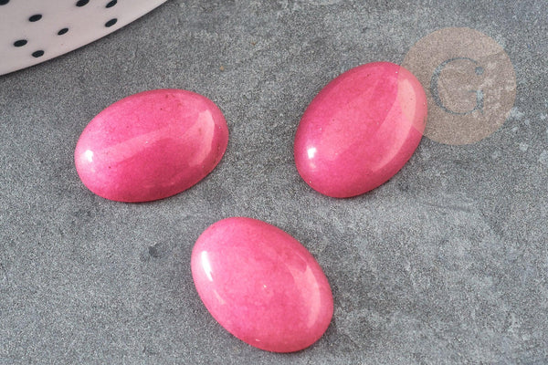 Cabochon ovale jade naturel teinté rose 18 x13mm, x1 (G2079)