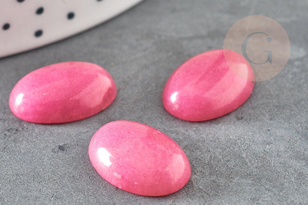 Cabochon ovale jade naturel teinté rose 18 x13mm, x1 (G2079)
