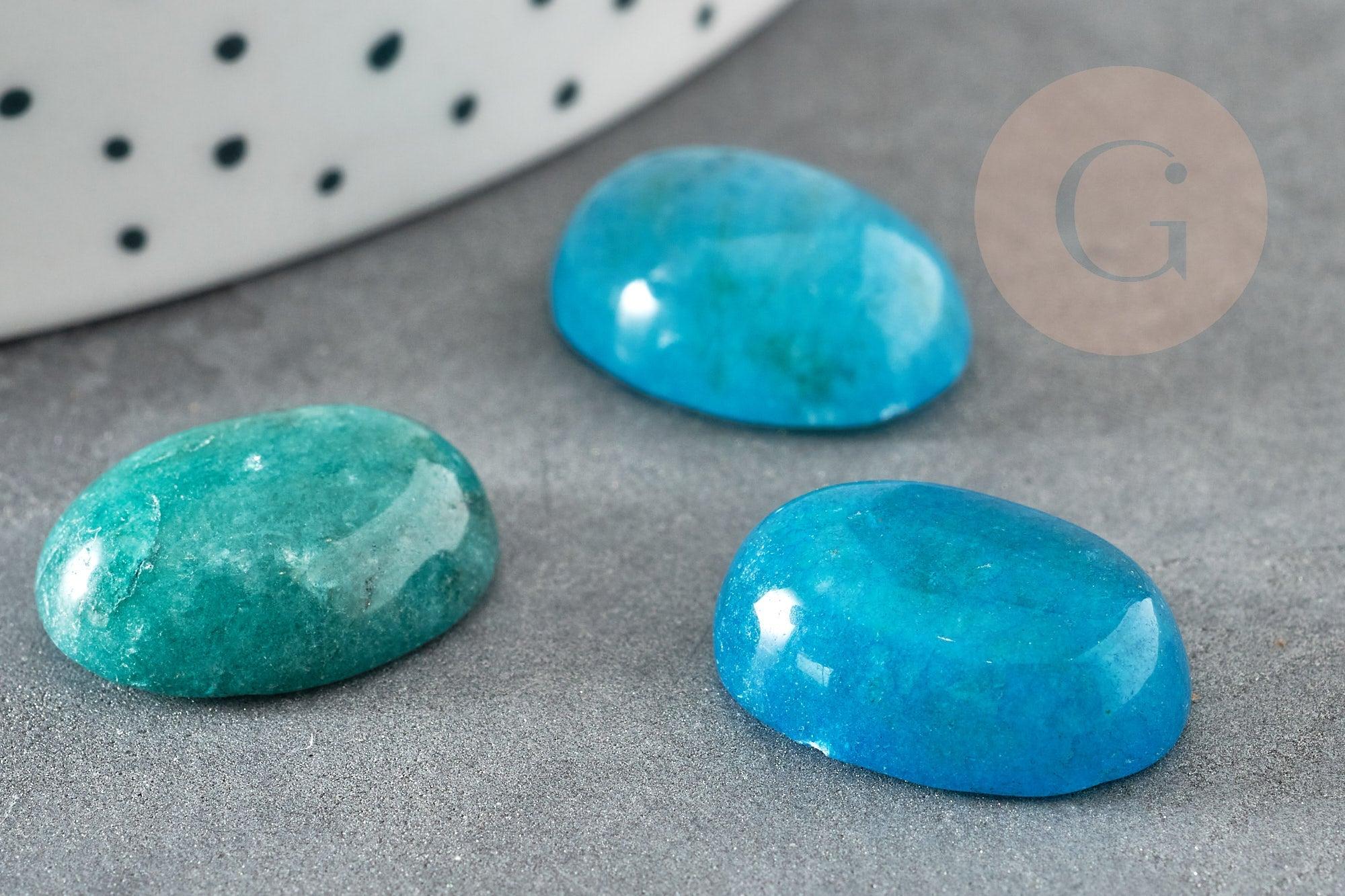 Cabochon ovale jade naturel turquoise foncé 18 x13mm, x1 (G2025)