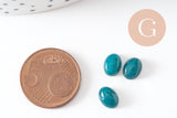 Cabochon ovale jade naturel turquoise marbré 8x6mm, x1 (G10123)