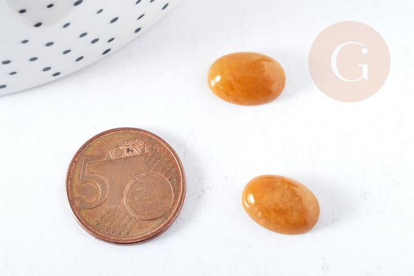 Cabochon ovale jade naturelle jaune topaze 14x10mm, x1 (G8601)