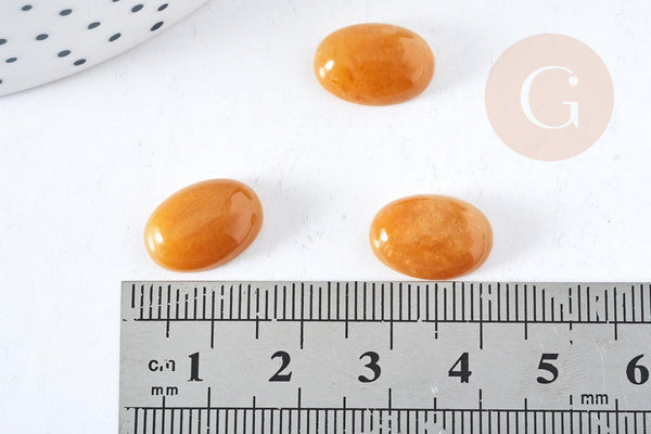 Cabochon ovale jade naturelle jaune topaze 14x10mm, x1 (G8601)