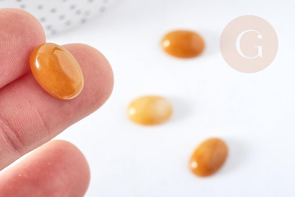 Cabochon ovale jade naturelle jaune topaze 14x10mm, x1 (G8601)