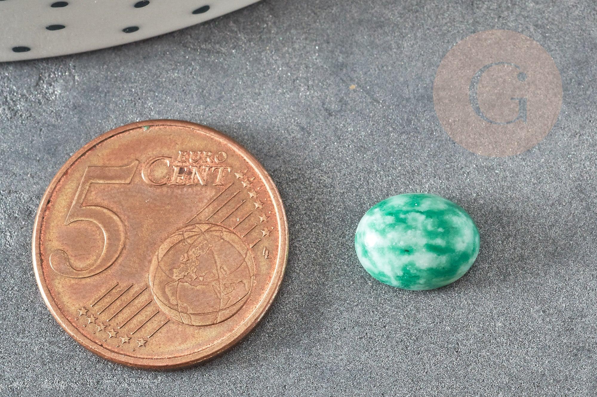 Cabochon ovale jaspe blanc vert naturel 8x10mm, x1 (G2450)