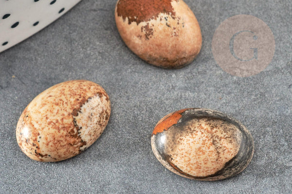 Cabochon ovale jaspe paysage naturel 13x18mm, x1 (G2062)