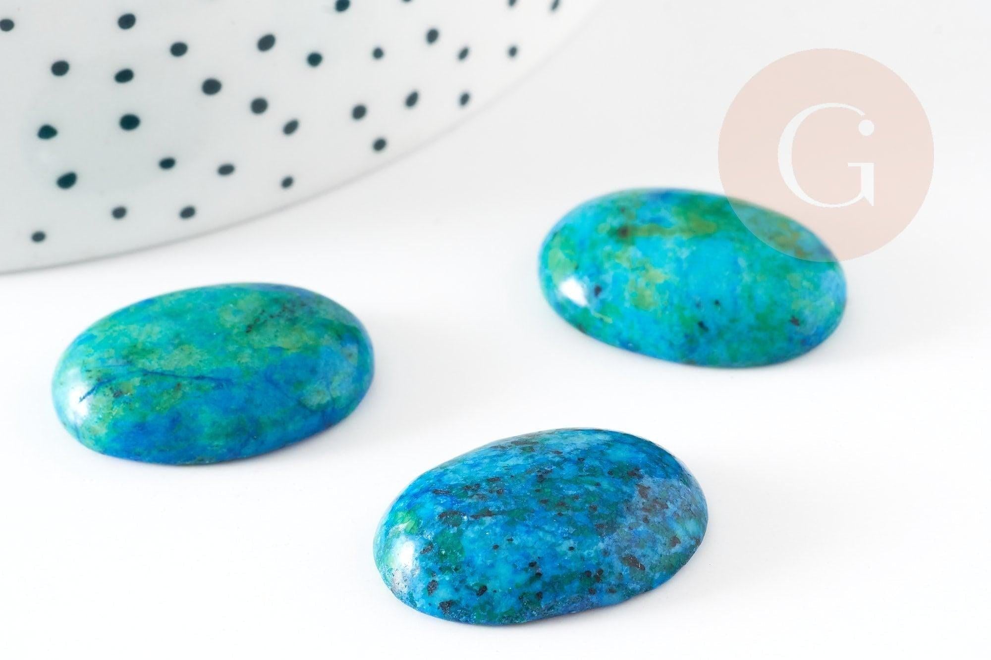 Cabochon ovale jaspe sésame bleu naturel 25x18mm, x1 (G2908)
