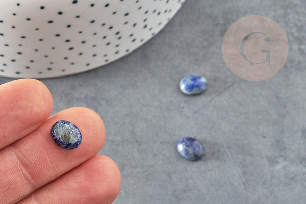 Cabochon ovale lapis lazulis naturel bleu 10x8mm, x1 (G3548)