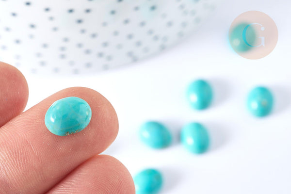 Cabochon ovale magnésite naturelle teintée bleue ciel 10mm,x1 (G7654)