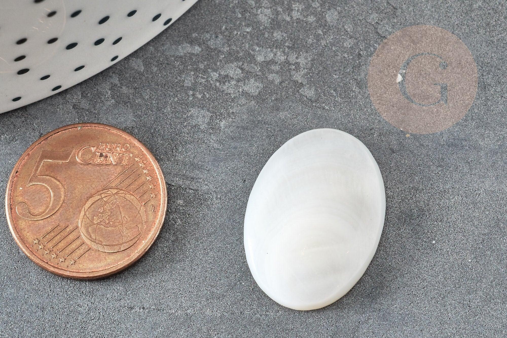 Cabochon ovale nacre blanche naturelle 25mm, x1 (G5052)