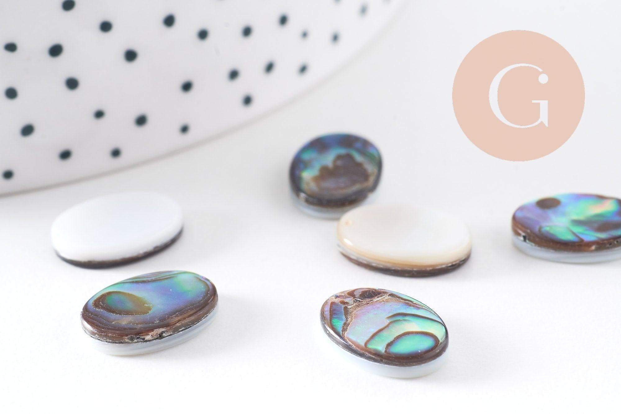 Cabochon ovale nacre noire naturelle ormeau 14mm, x1 (G5905)