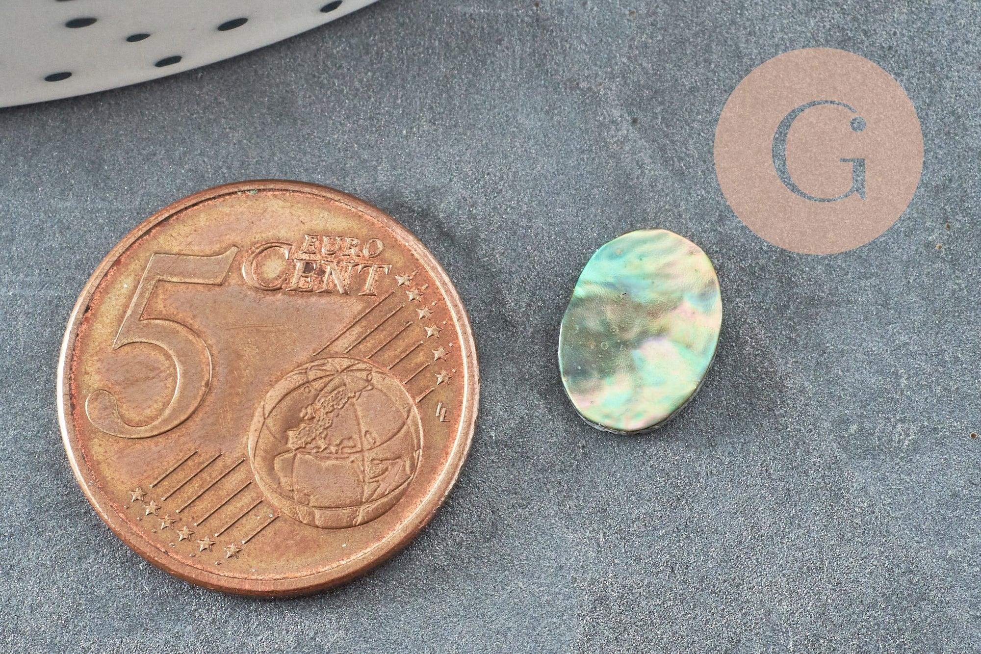 Cabochon ovale nacre noire ormeau naturel 10x8mm, x1 (G8687)