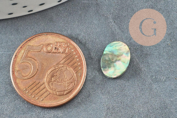 Cabochon ovale nacre noire ormeau naturel 10x8mm, x1 (G8687)