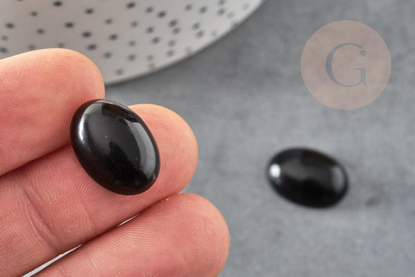 Cabochon ovale obsidienne noire naturelle ovale 18x13mm, x1 (G2066)