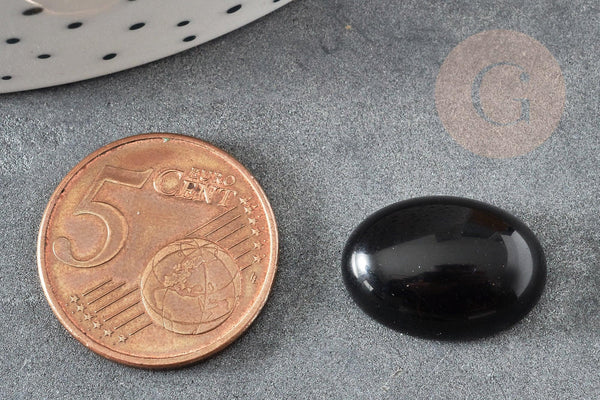 Cabochon ovale obsidienne noire naturelle ovale 18x13mm, x1 (G2066)