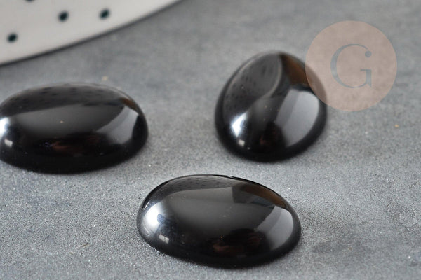 Cabochon ovale obsidienne noire naturelle ovale 18x13mm, x1 (G2066)
