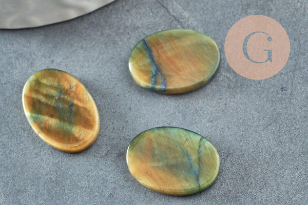 Cabochon ovale œil de tigre naturel marron ovale plat 13x18mm, x1 (G9969)