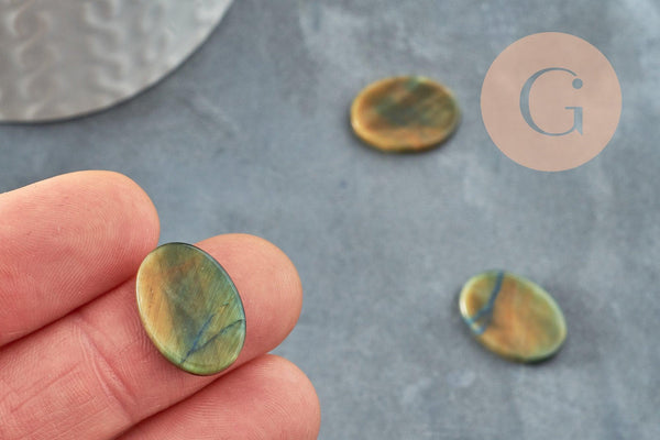 Cabochon ovale œil de tigre naturel marron ovale plat 13x18mm, x1 (G9969)