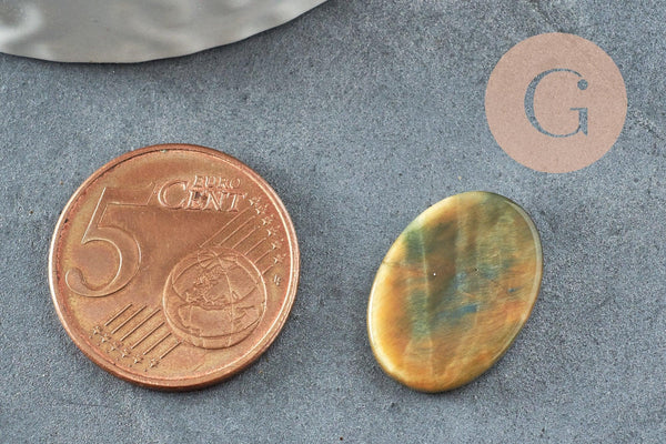 Cabochon ovale œil de tigre naturel marron ovale plat 13x18mm, x1 (G9969)