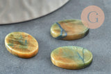 Cabochon ovale œil de tigre naturel marron ovale plat 13x18mm, x1 (G9969)