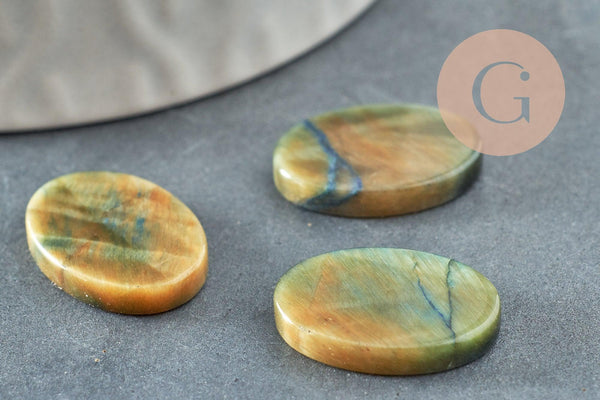 Cabochon ovale œil de tigre naturel marron ovale plat 13x18mm, x1 (G9969)