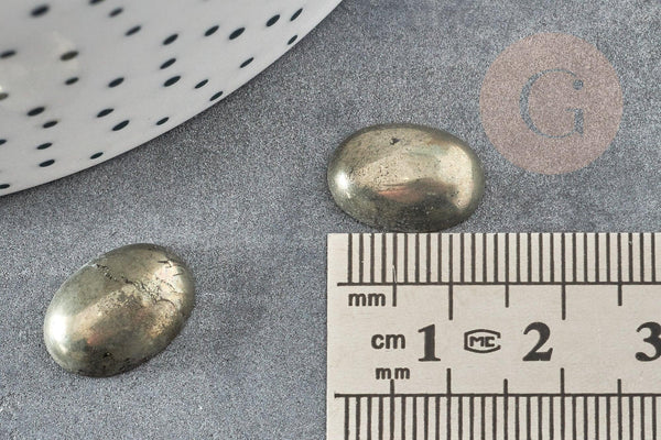 Cabochon ovale pyrite grise naturelle 14 x10mm, x1 (G2224)