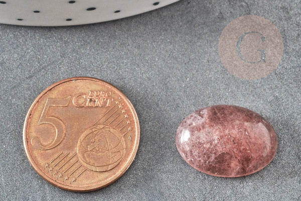 Cabochon ovale quartz fraise naturell 18x13mm, x1 (G2219)