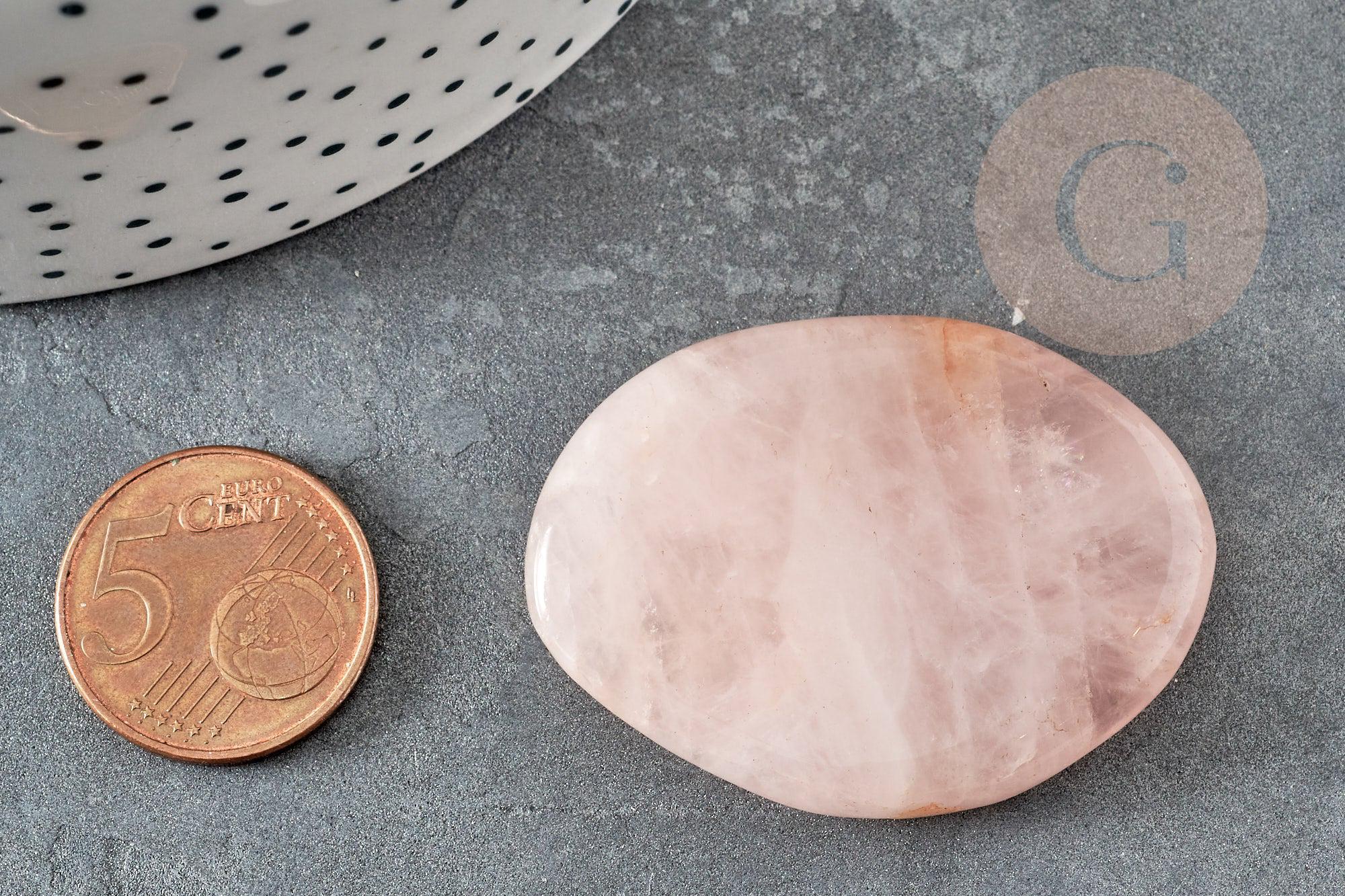 Cabochon ovale quartz rose naturel 43-50mm, x1 (G5056)