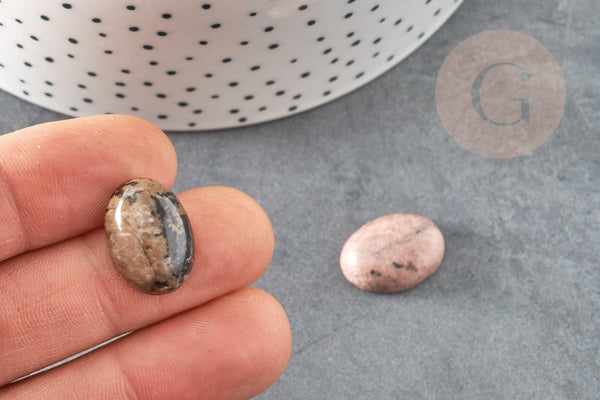 Cabochon ovale rhodonite naturelle 13x18mm, x1 (G2063)