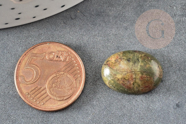 Cabochon ovale unakite naturelle 18x13mm, x1 (G2482)