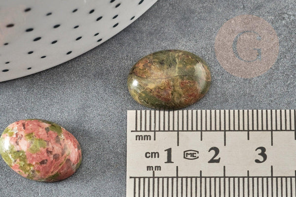 Cabochon ovale unakite naturelle 18x13mm, x1 (G2482)