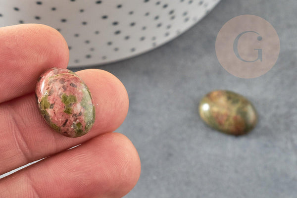 Cabochon ovale unakite naturelle 18x13mm, x1 (G2482)