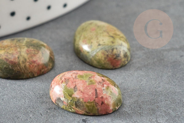 Cabochon ovale unakite naturelle 18x13mm, x1 (G2482)